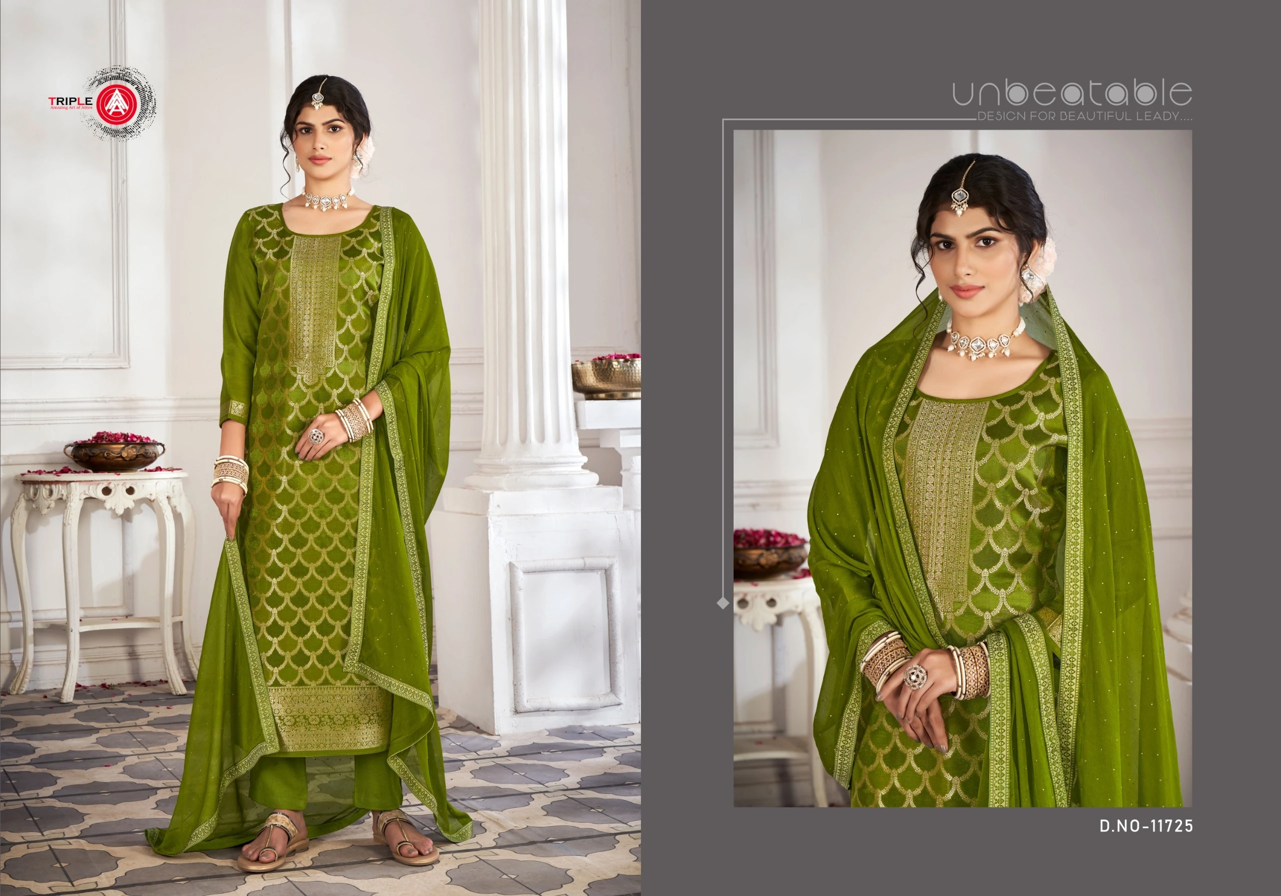 Triple Loyal Edition 4 Pure Muslin Wholesale Fancy Salwar Suit Catalog — Wholesale Salwar Suits, MPA wholesale from Surat - Gallery Image 4